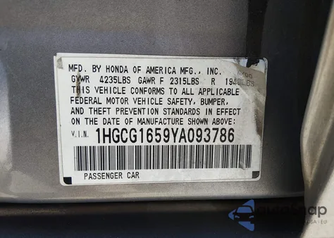 2000 Honda Accord 3.0 Ex z USA, uszkodzony, nr VIN 1HGCG1659YA093786